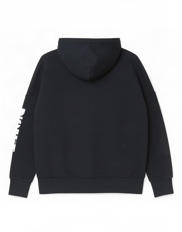 Felpa con cappuccio e zip grafica da donna Puma UK 14 Large in cotone blu navy