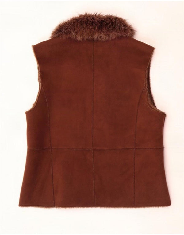 Papaya Gilet da donna Sherpa Wrap UK 18 XL Marrone Poliestere