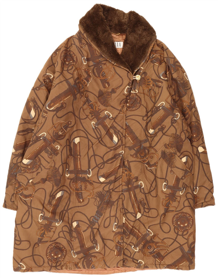 Soprabito oversize da donna con motivo astratto Marella UK 16 grande marrone