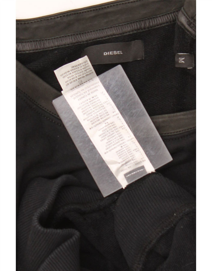 DIESEL Womens Jumper Dress UK 12 Medium Black Colourblock Cotton