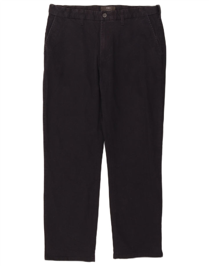 Pantaloni chino regolari da uomo Marks & Spencer W34 L29 cotone nero
