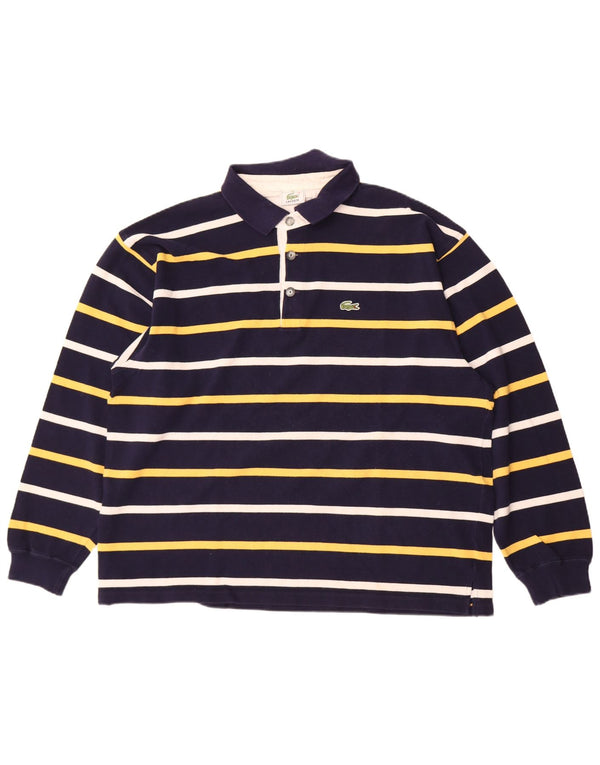 Polo da uomo a maniche lunghe Lacoste 2XL cotone a righe blu navy