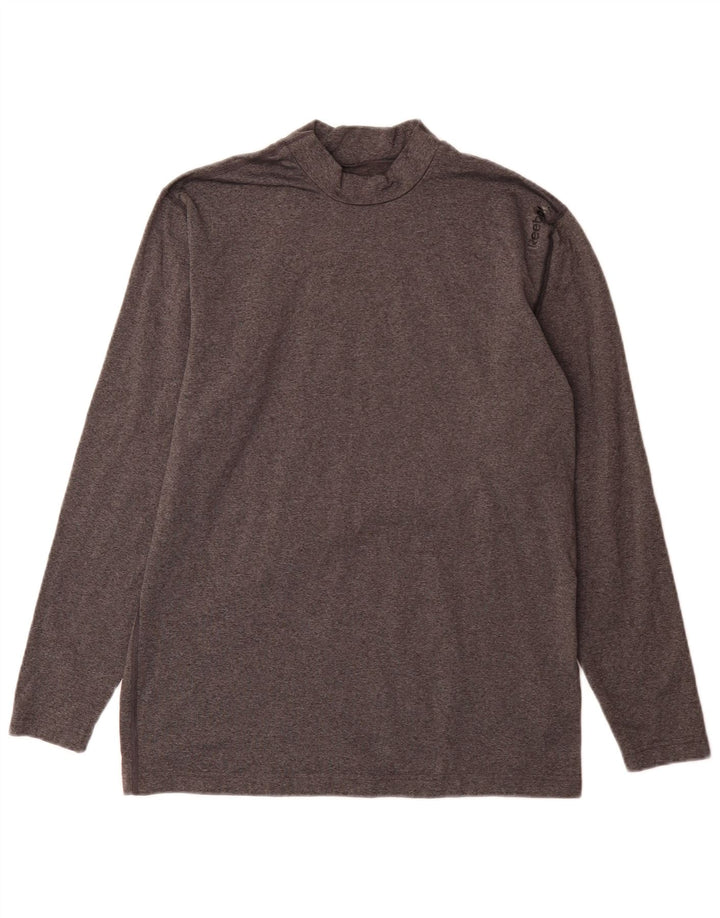 Top Reebok da uomo a manica lunga grande in poliestere grigio