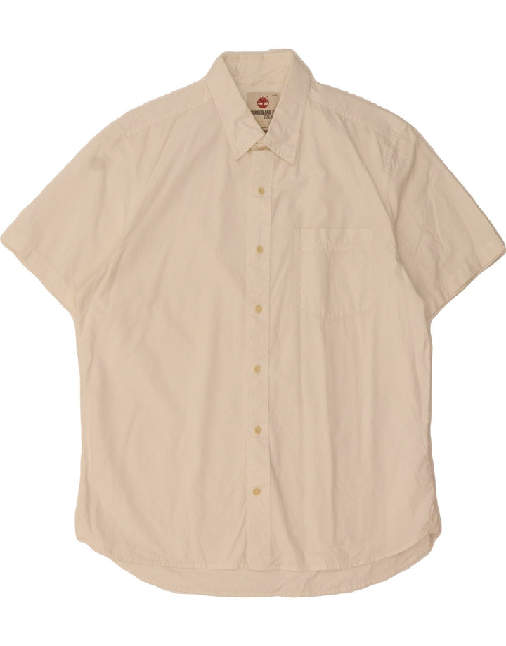 TIMBERLAND Mens Regular Fit Short Sleeve Shirt Medium White Cotton Vintage Timberland and Second-Hand Timberland from Messina Hembry 