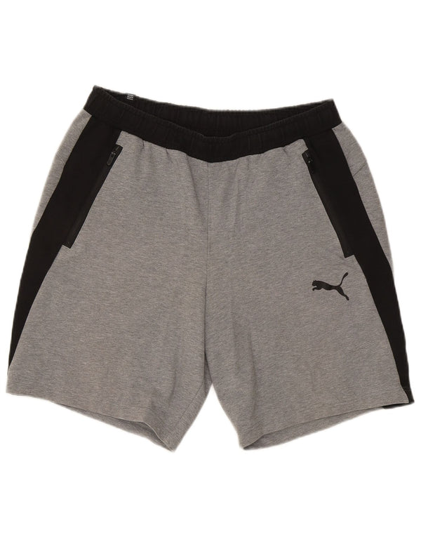 Pantaloncini sportivi da uomo Puma Large in cotone color block grigio