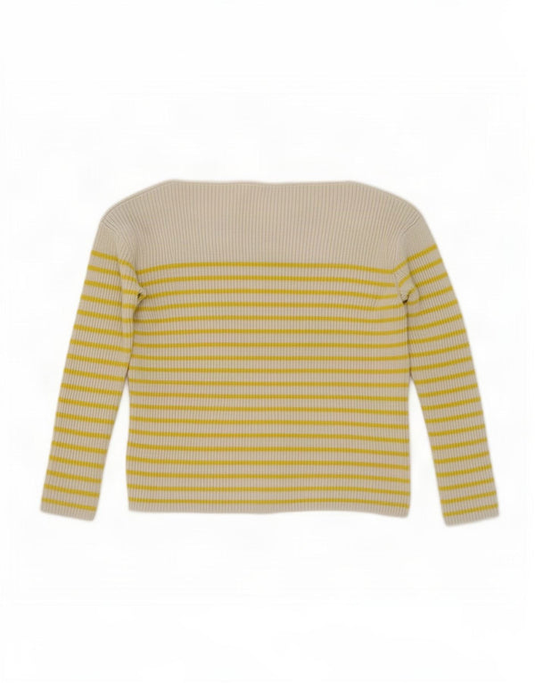 Gap Womens Boat Neck Jumper Sweater UK 10 Small Yellow Striped