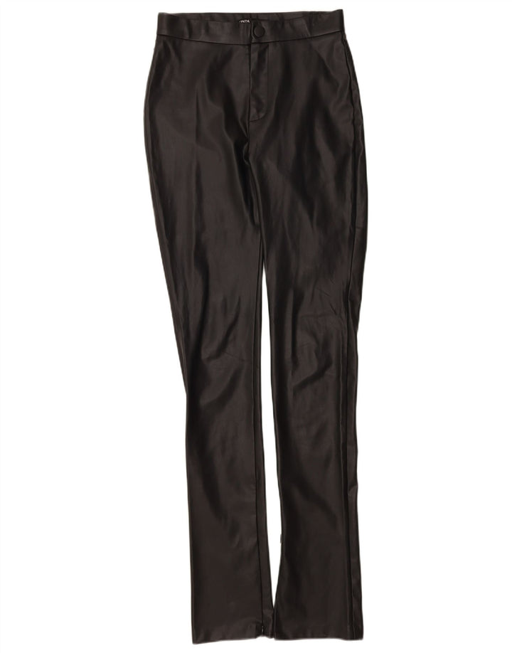 Pantaloni slim in ecopelle da donna Zara piccoli W26 L34 neri