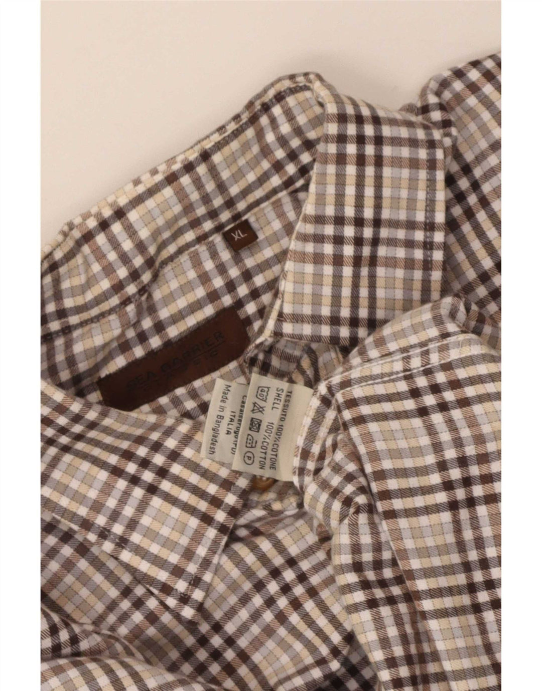 Camicia da uomo Regular Fit del Progetto Europeo XL in cotone a quadri marrone