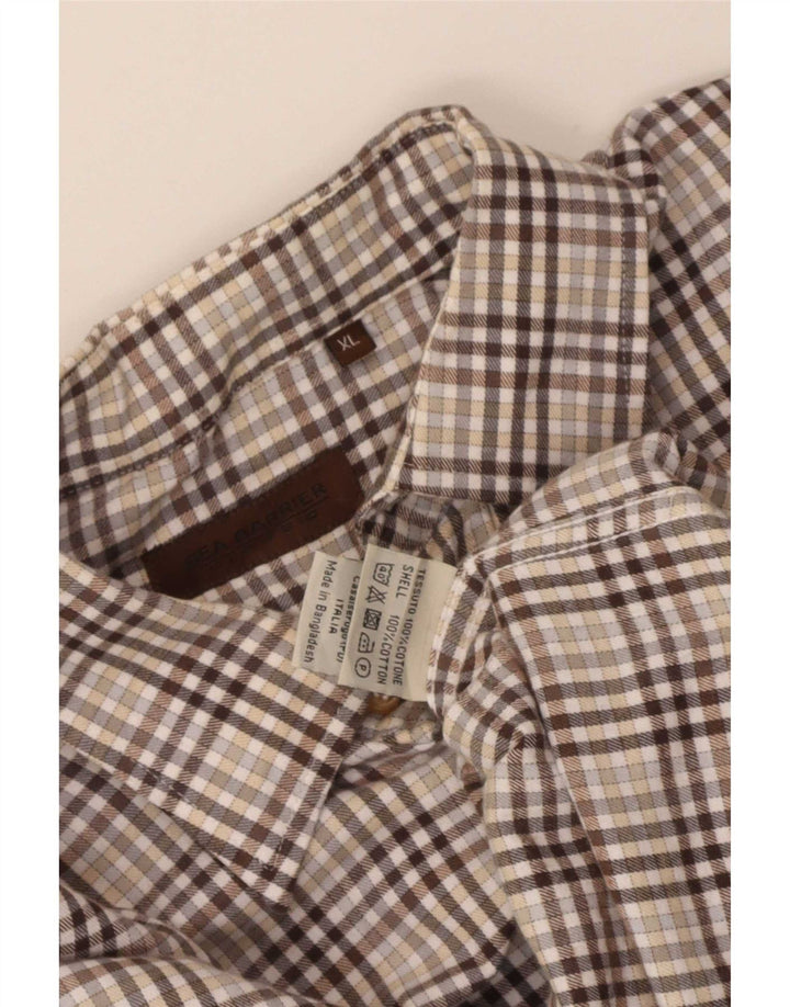 Camicia da uomo Regular Fit del Progetto Europeo XL in cotone a quadri marrone