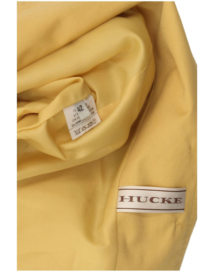 Giacca blazer a 3 bottoni corta da donna Hucke EU 42 grande cotone giallo