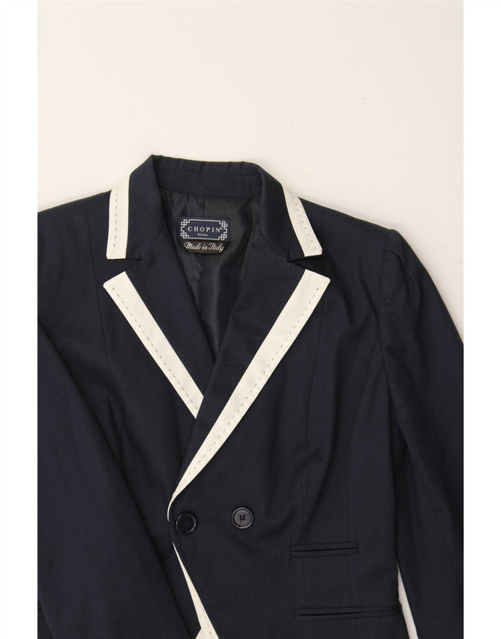 CHOPIN ROMA Womens Crop Blazer Jacket UK 12 Medium Navy Blue Vintage Chopin Roma and Second-Hand Chopin Roma from Messina Hembry 