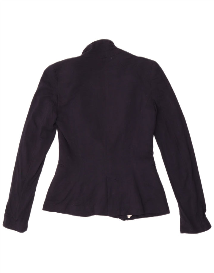 Giacca Blazer a 1 Bottone da Donna ZARA UK 6 XS Viscosa Blu Navy