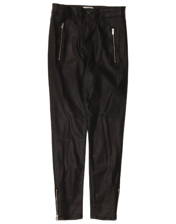 Pantaloni casual skinny cerati da donna Zara EU 38 Small W28 L27 cotone nero