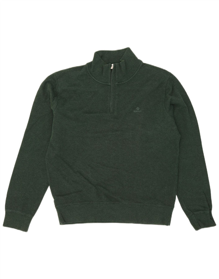 Gant Maglione da uomo con zip e collo grande in cotone verde