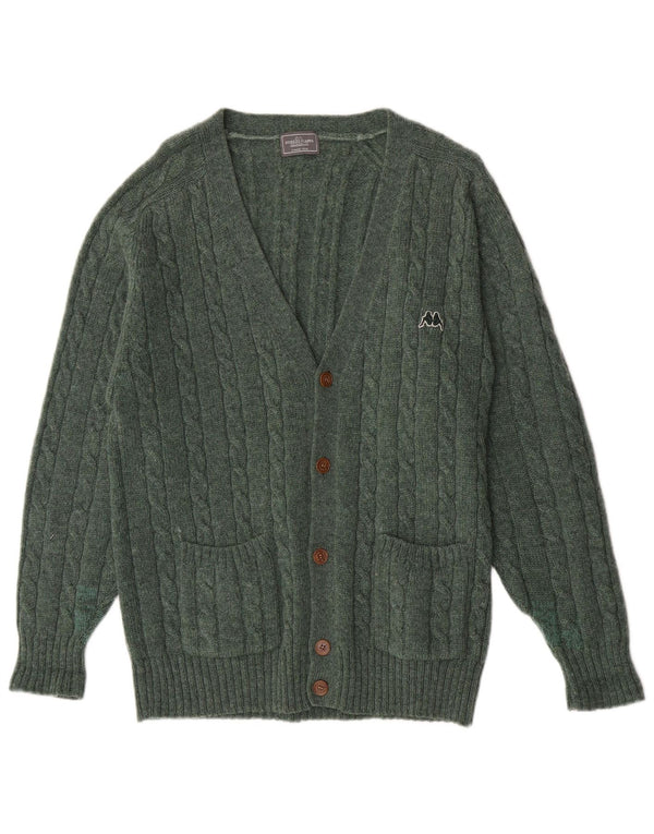 Maglione Cardigan Da Uomo Kappa Verde Medio In Lana Vergine