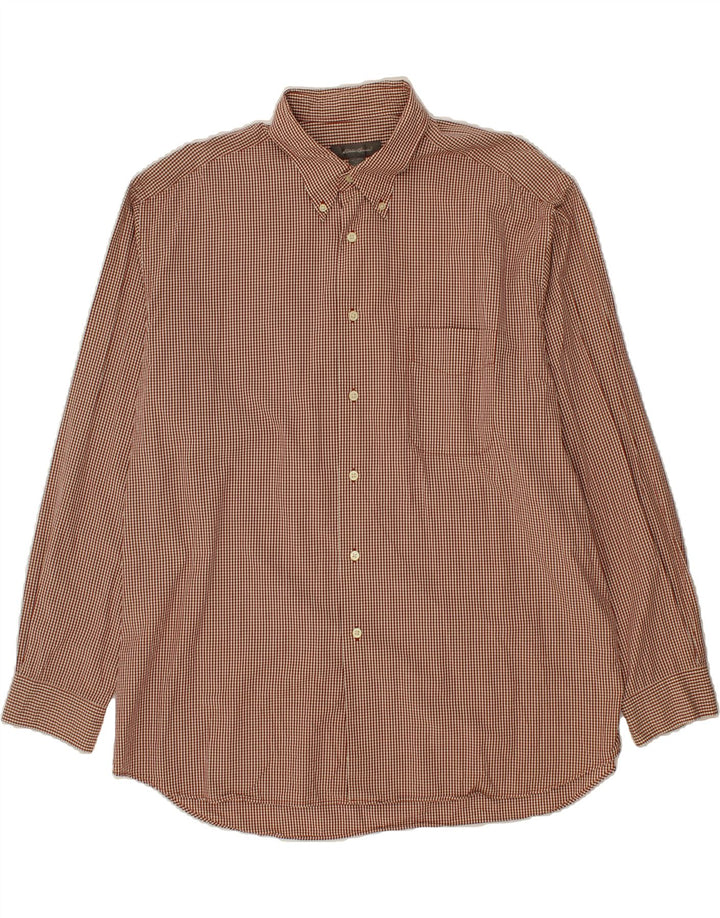 EDDIE BAUER Mens Shirt 2XL Brown Gingham Cotton Vintage Eddie Bauer and Second-Hand Eddie Bauer from Messina Hembry 