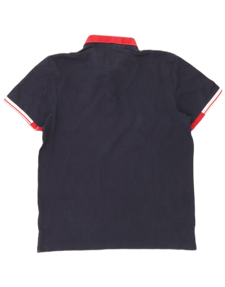 Polo da uomo Fila Large in cotone color block blu navy