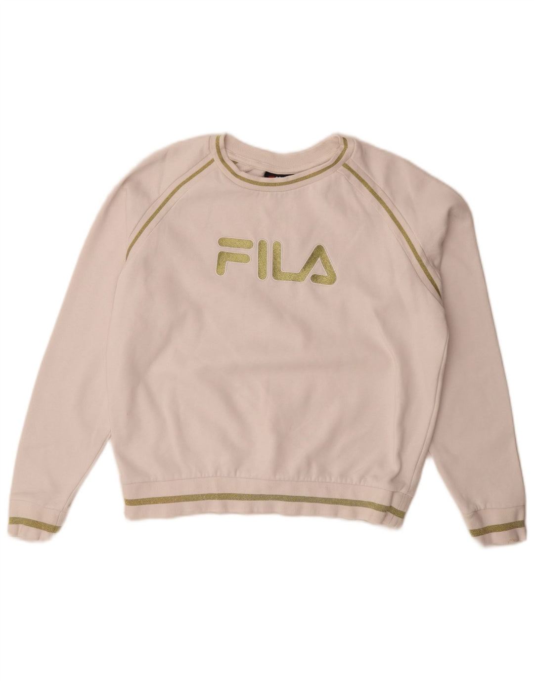 Felpa oversize con grafica da donna Fila, maglione UK 10, piccola, cotone bianco