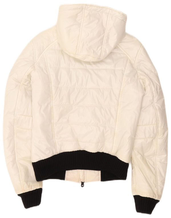 Giacca imbottita bomber con cappuccio da donna Refrigiwear UK 14 grande poliestere bianco