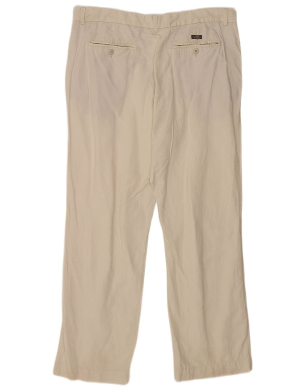 Pantaloni da abito dritti Marks & Spencer da uomo blu Harbour W40 L33 bianco sporco