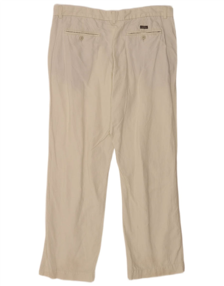 Pantaloni da abito dritti Marks & Spencer da uomo blu Harbour W40 L33 bianco sporco