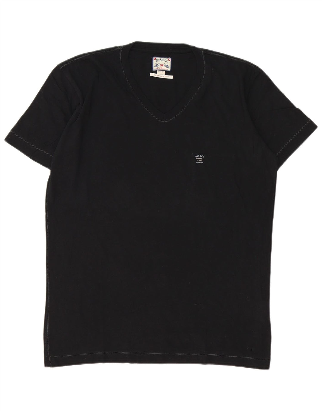 T-shirt da uomo vestibilità regolare Diesel Top in cotone nero medio