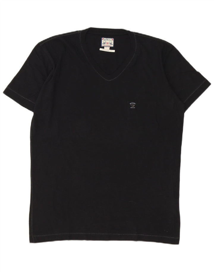 T-shirt da uomo vestibilità regolare Diesel Top in cotone nero medio