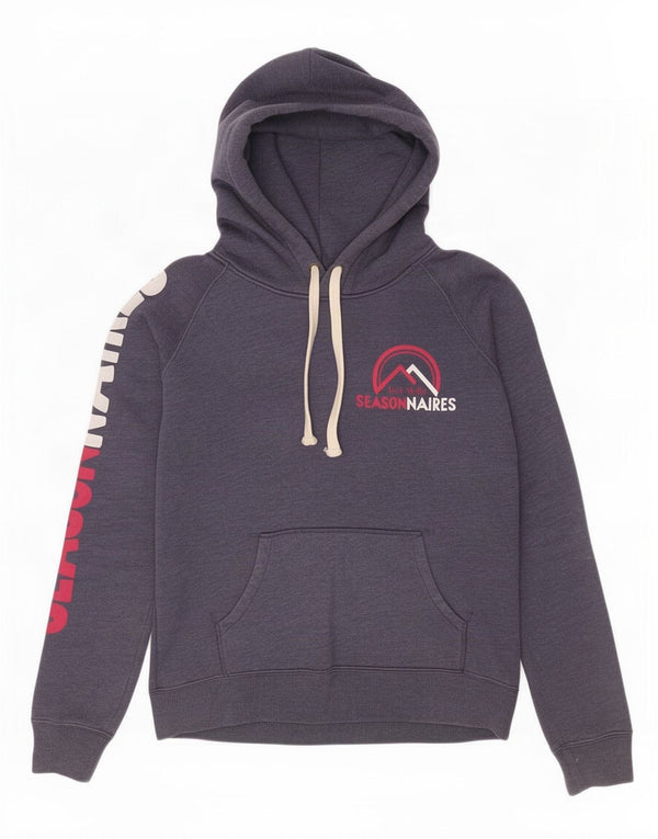 Jack Wills Womens Graphic Hoodie Jumper UK 12 Medium Navy Blue Cotton