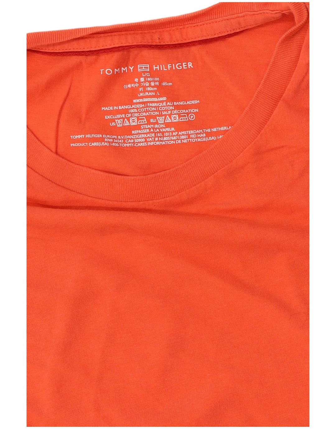 T-shirt da uomo Tommy Hilfiger Top Large in cotone arancione
