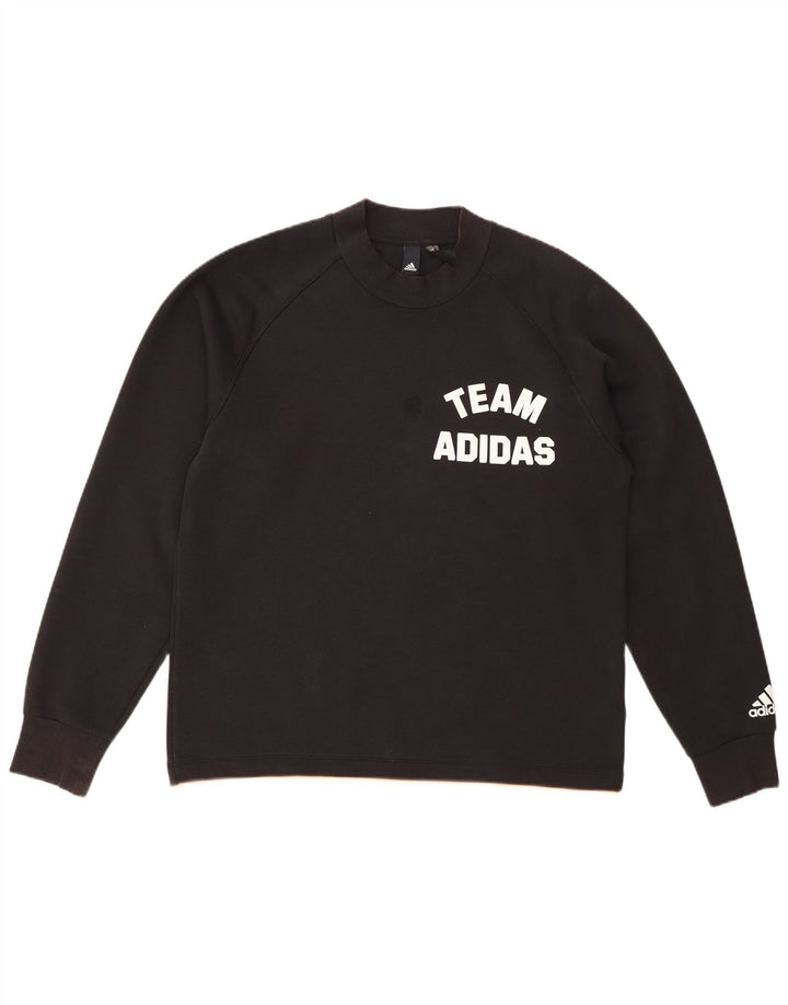 Felpa grafica da uomo ADIDAS, maglione grande, cotone nero