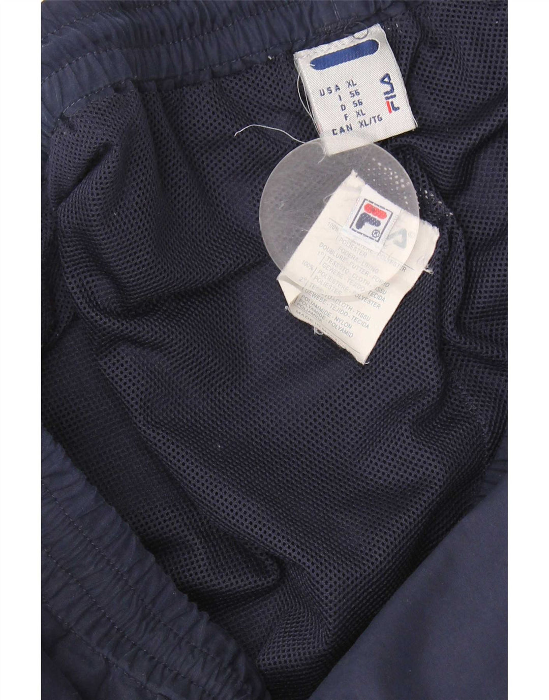 Pantaloni impermeabili Fila da uomo XL in poliestere color block blu navy