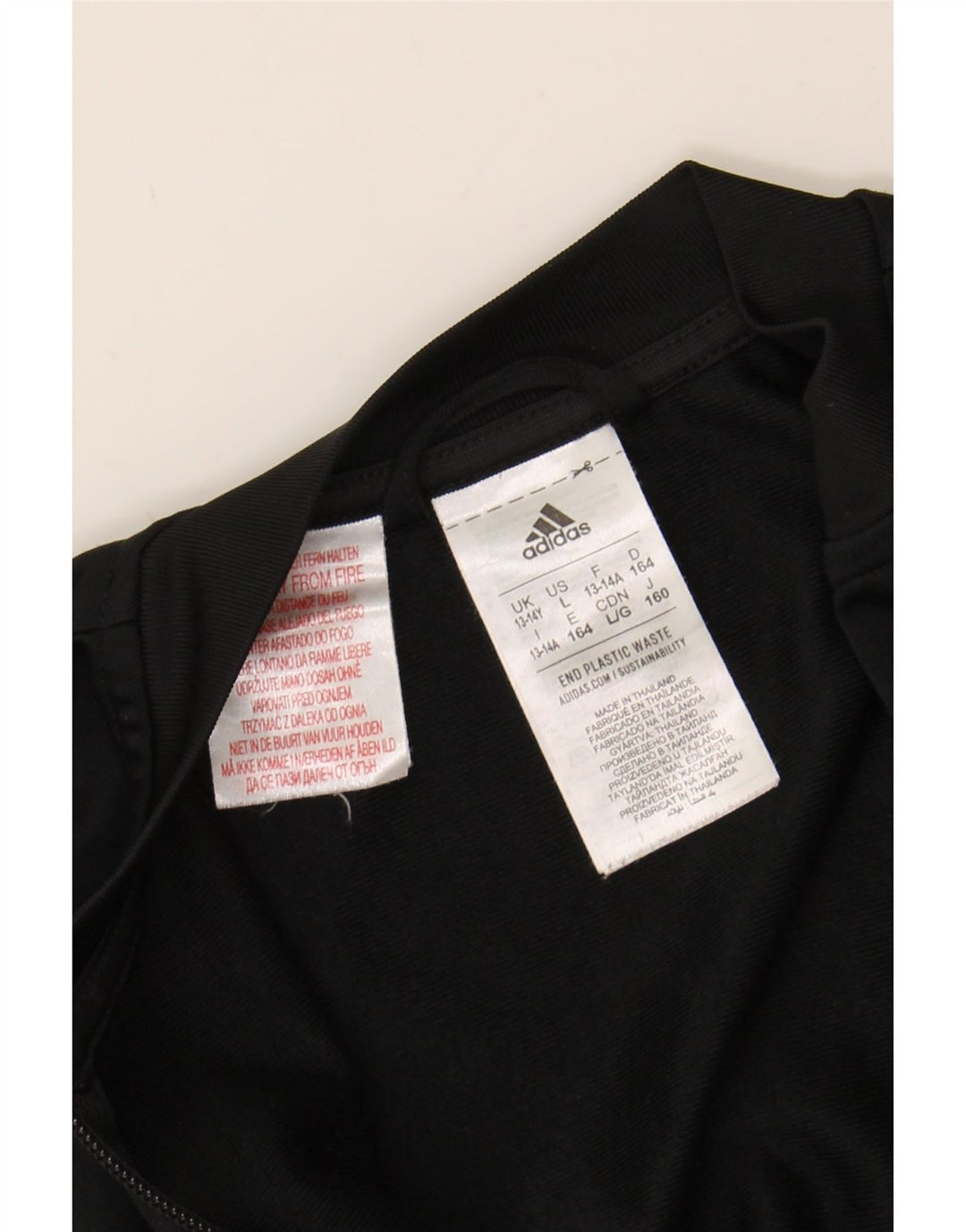 ADIDAS Girls Graphic Tracksuit Top Jacket 13-14 Years Black Polyester