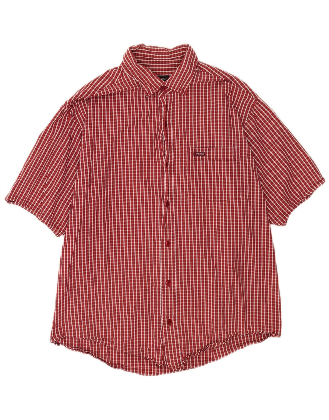 Maglia a maniche corte da uomo Kickers in cotone a quadri rossi grandi