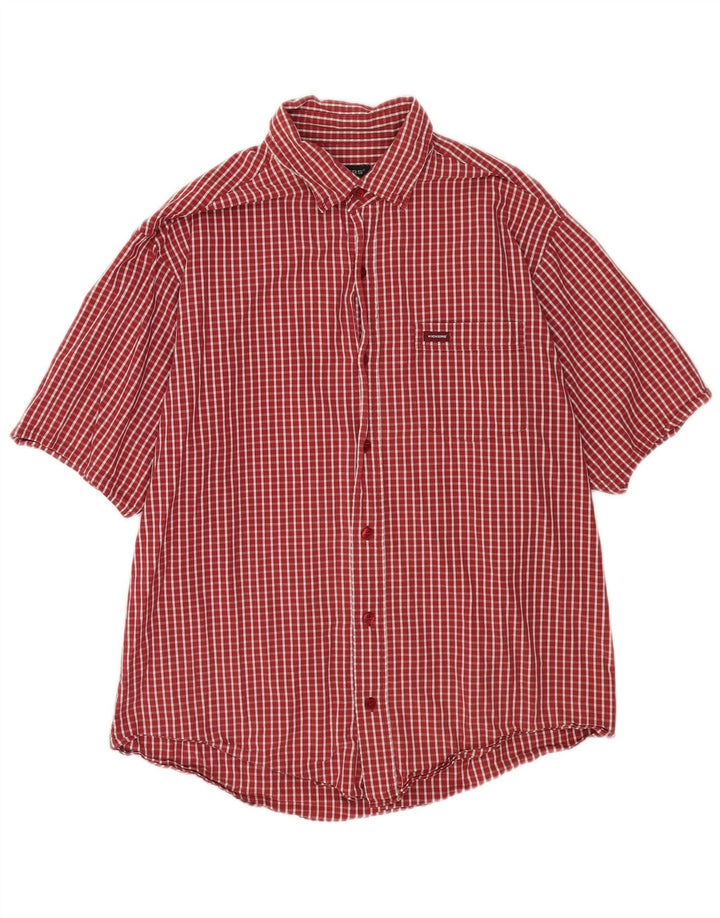 Maglia a maniche corte da uomo Kickers in cotone a quadri rossi grandi