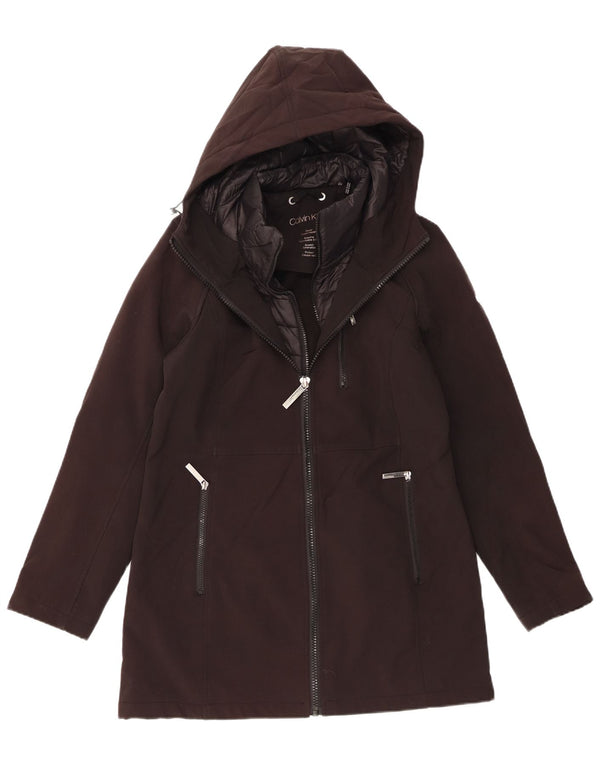 CALVIN KLEIN Giacca a vento con cappuccio da donna UK 14 Medium Nero Poliestere