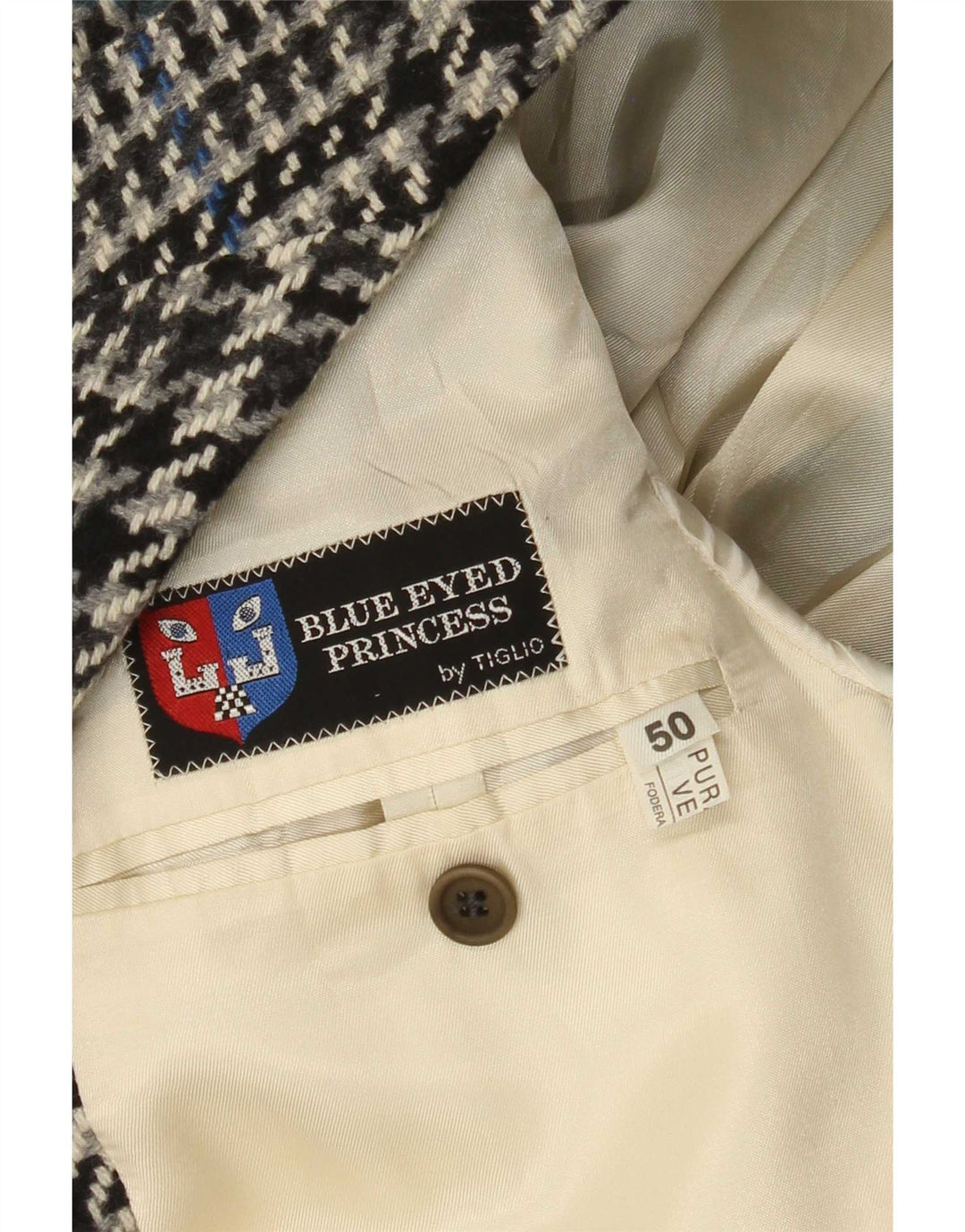Tiglio Giacca Blazer 2 Bottoni Uomo IT 50 Large Grigio Pied De Poule Lana Vergine