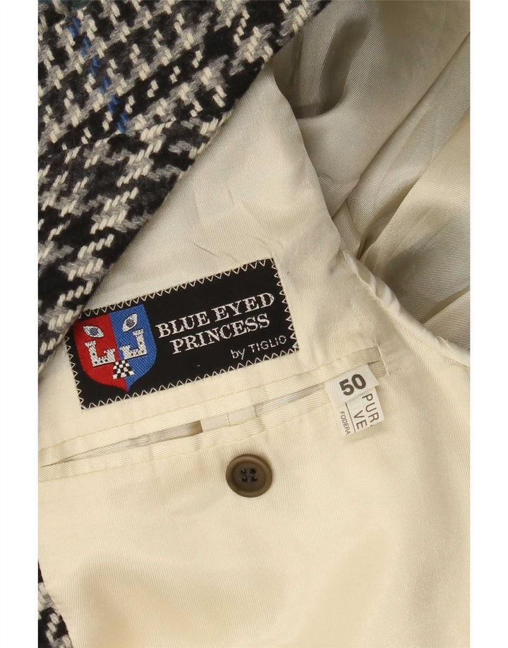 Tiglio Giacca Blazer 2 Bottoni Uomo IT 50 Large Grigio Pied De Poule Lana Vergine