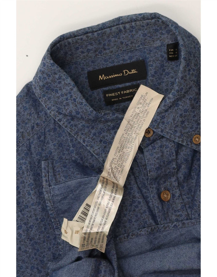 Camicia Uomo Massimo Dutti Piccola Cotone Floreale Blu