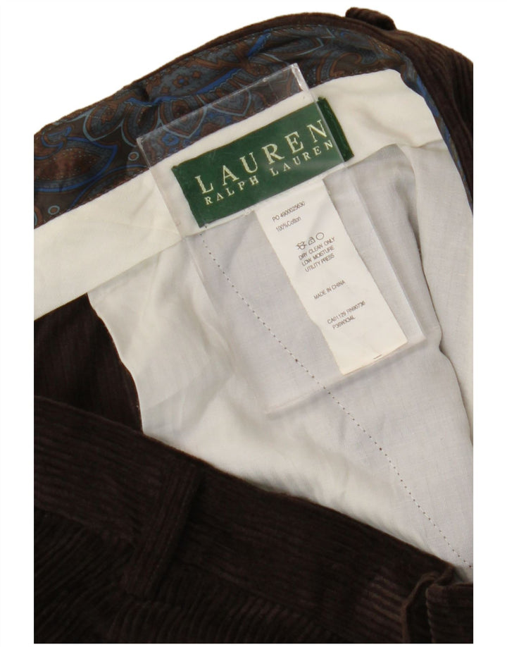 RALPH LAUREN Pantaloni da uomo in velluto a coste con pegging W36 L34 cotone marrone