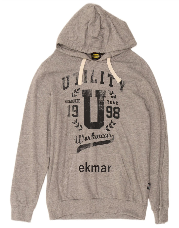 Felpa con cappuccio grafica da uomo Diadora in cotone grigio medio