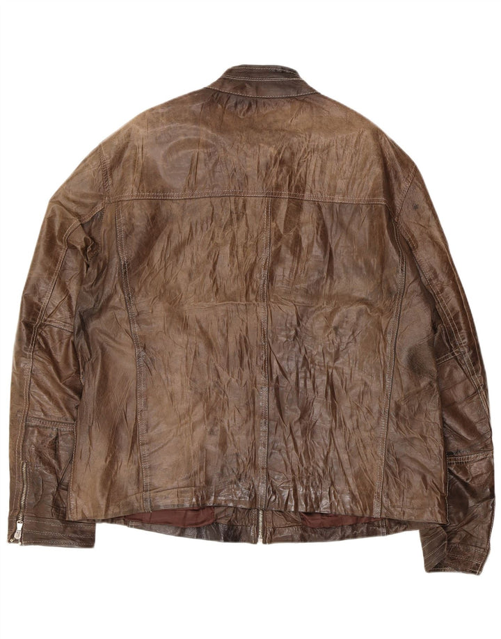 Giacca in pelle vintage da uomo UK 40 grande in pelle marrone