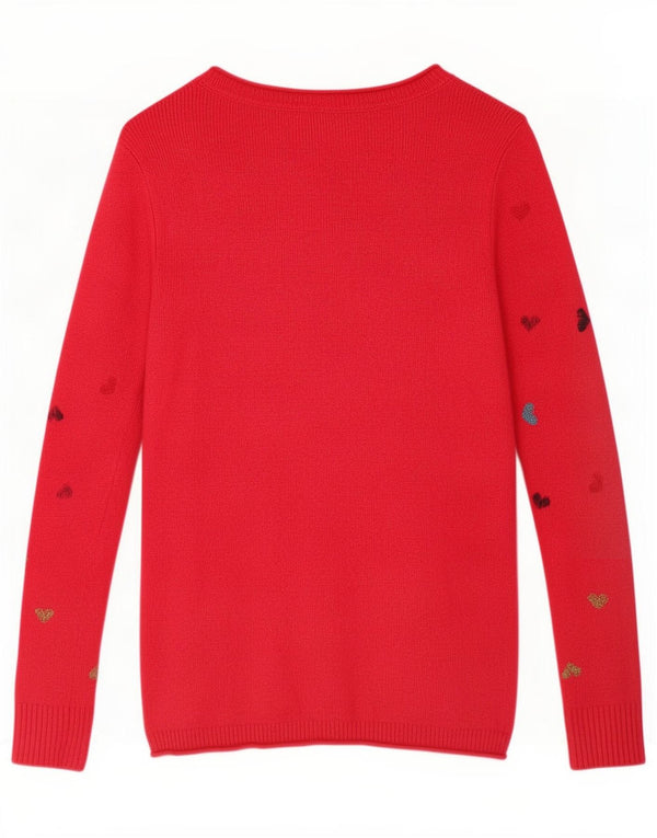 Maglione con scollo a barca con grafica da donna di White Stuff UK 8 Piccolo cuore rosso