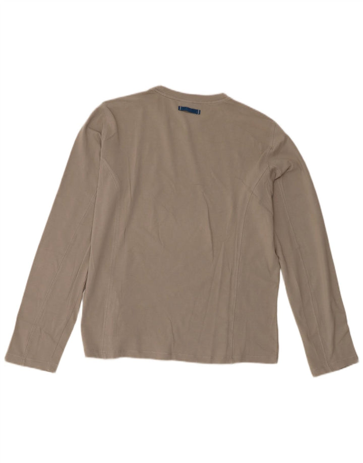 Top grafico da donna Trussardi Jeans manica lunga UK 14 Cotone grigio medio