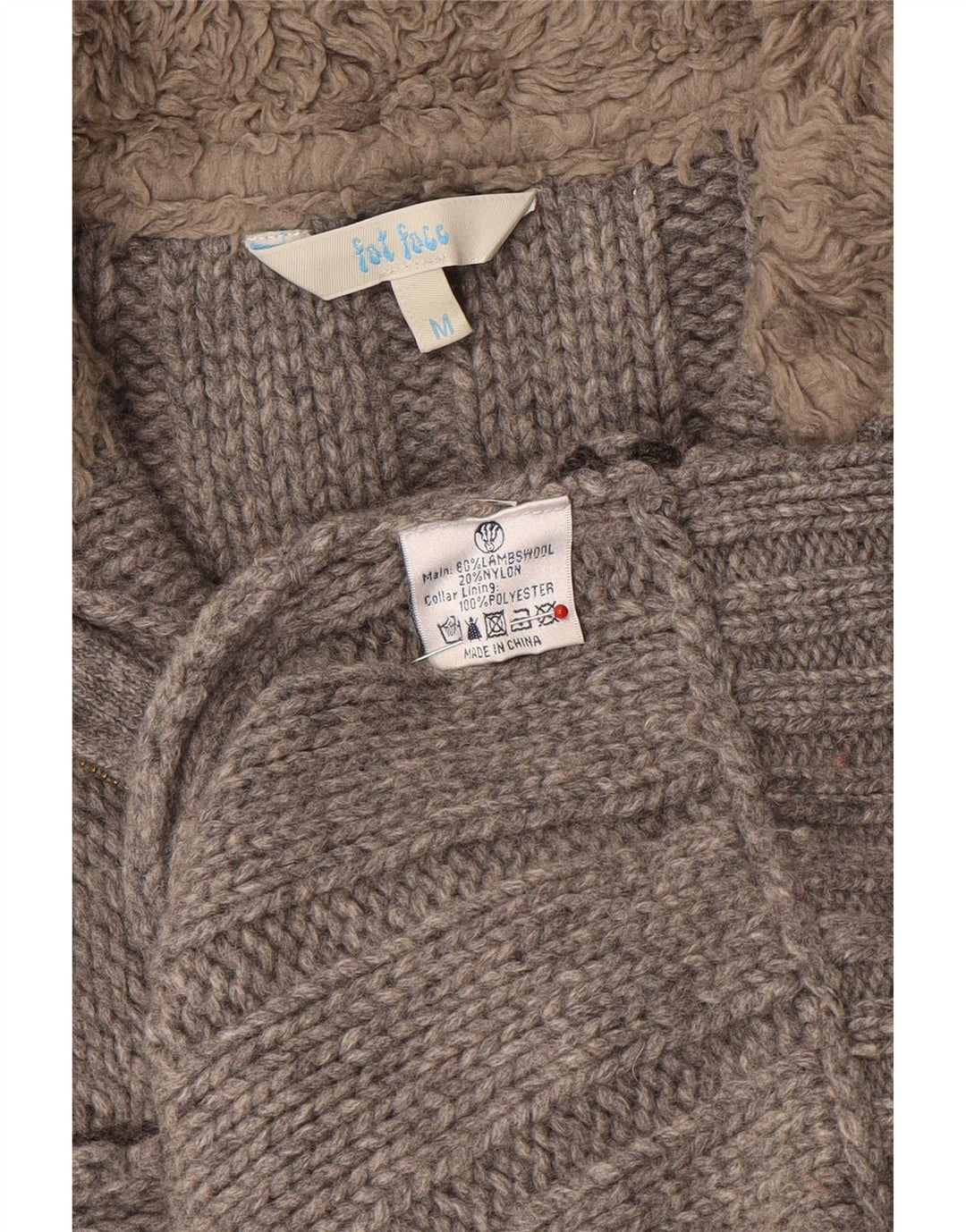 Maglione da uomo con collo con zip Fat Face in lana grigio medio