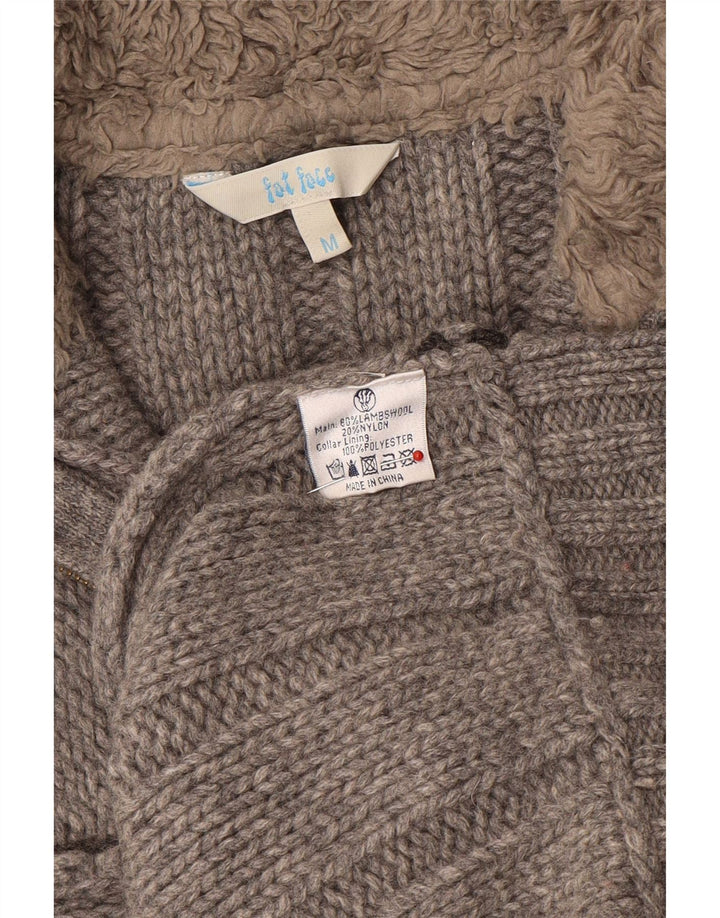 Maglione da uomo con collo con zip Fat Face in lana grigio medio