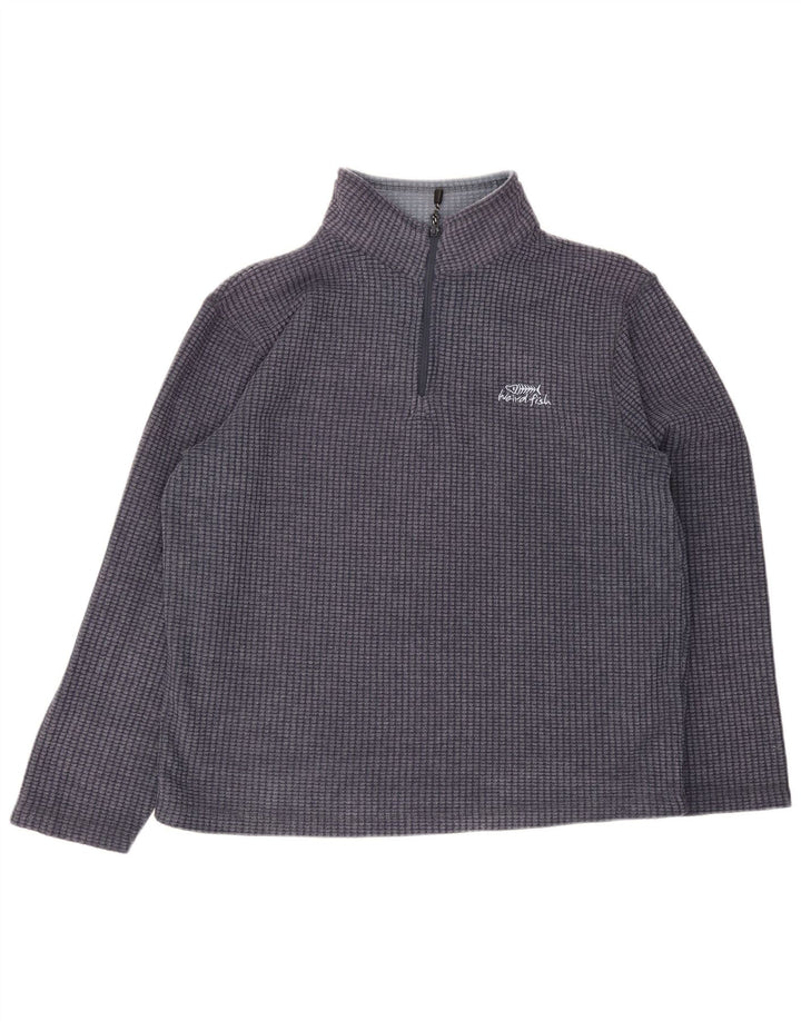Maglione in pile da uomo con collo con zip Weird Fish, grande poliestere blu navy