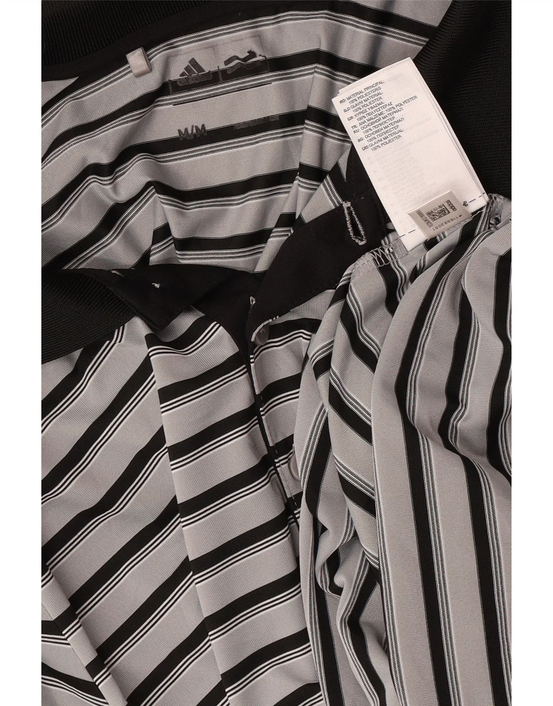 Polo da rugby da uomo Adidas in poliestere a righe grigio medio