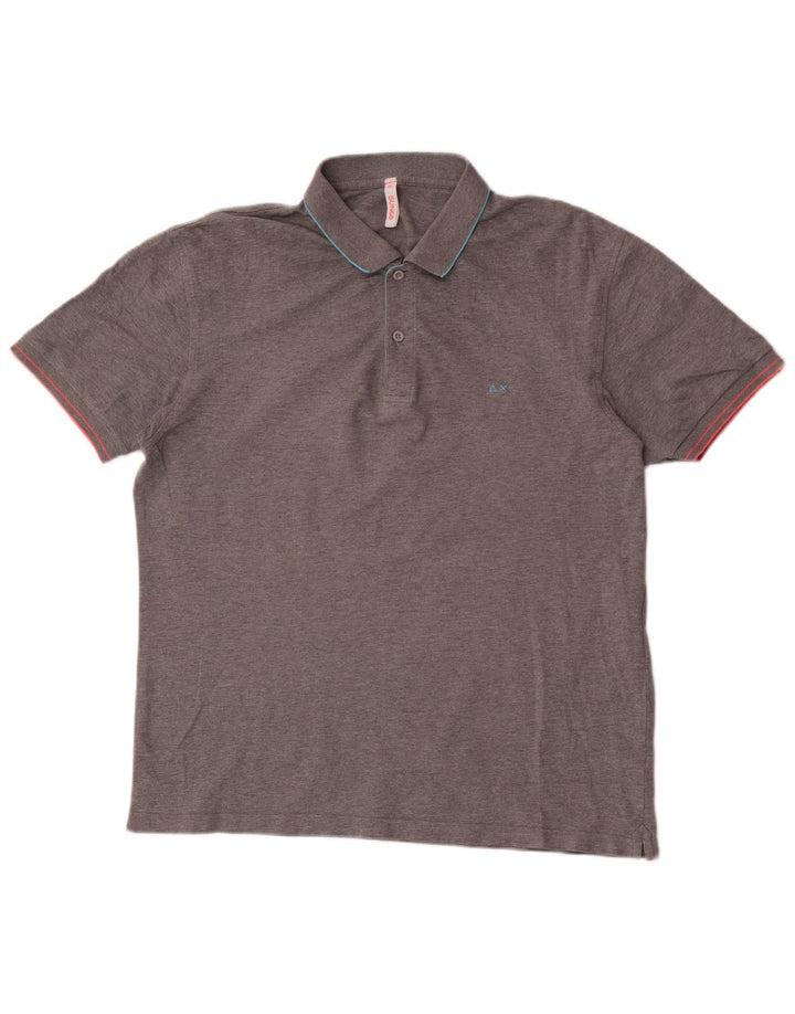 Polo da uomo SUN68 2XL cotone a righe grigie