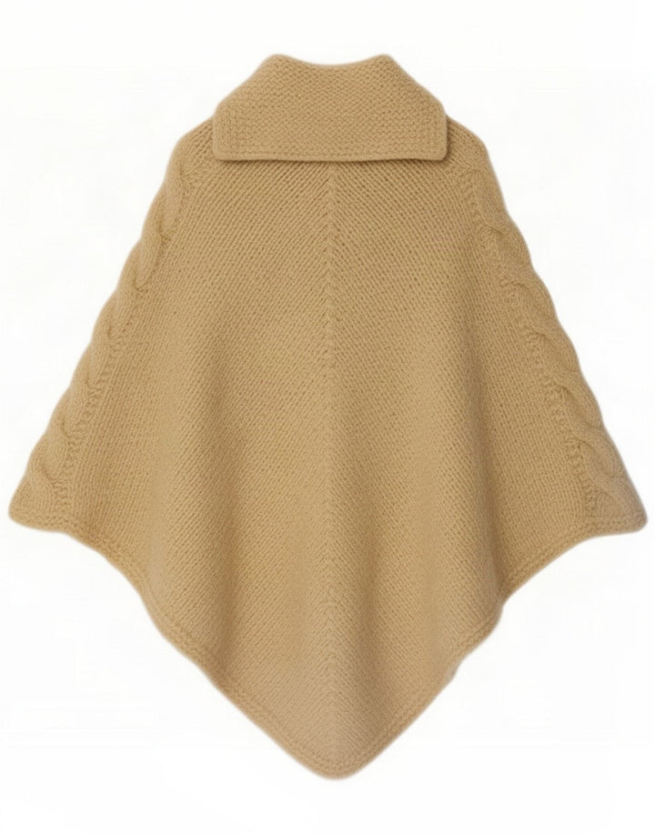 Maglione poncho vintage da donna taglia unica Beige Classico
