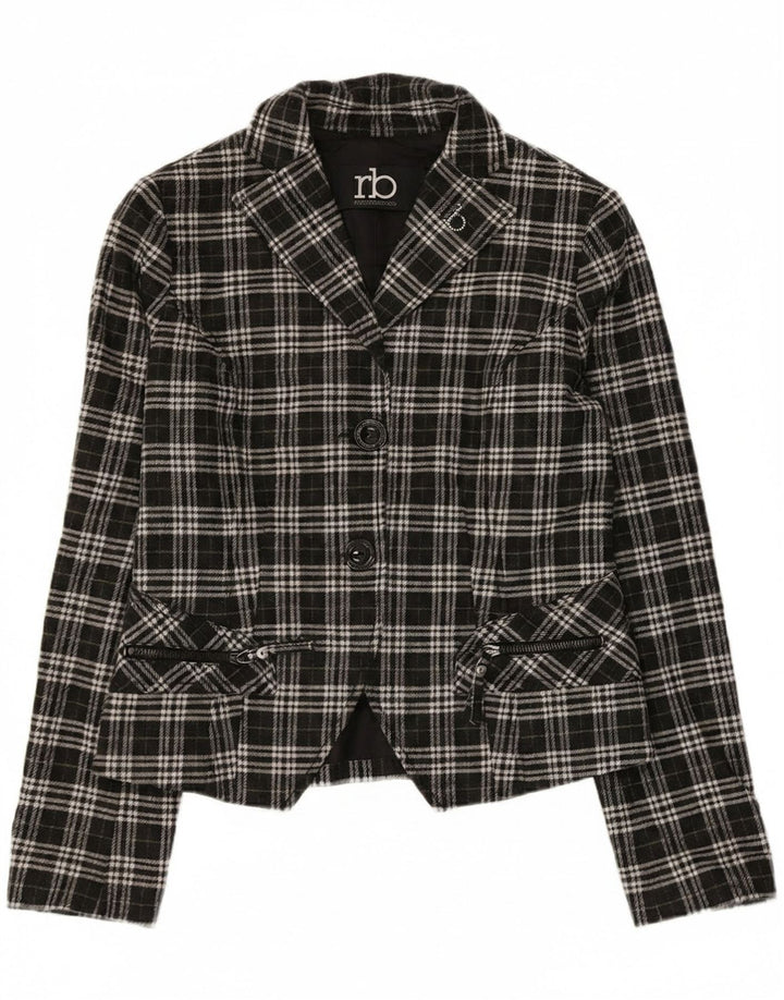 Giacca Blazer a 2 Bottoni da Donna Roccobarocco IT 44 Cotone Medio a Quadri Nero